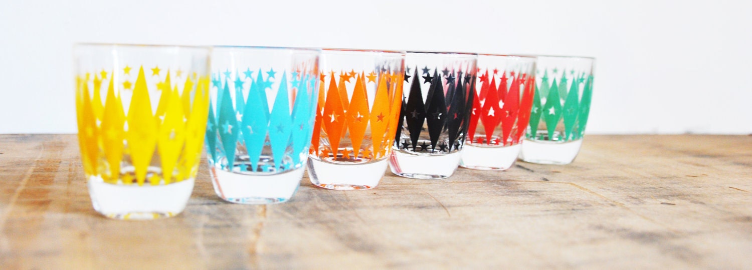 French 1950's Shot glasses x6
