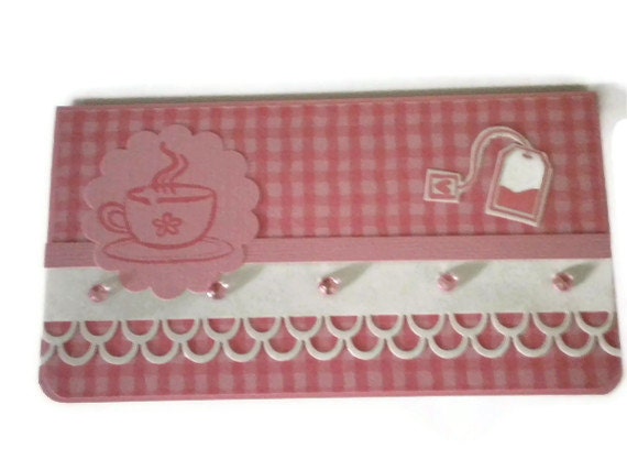 Tea Checkbook Cover Pink Checkbook Cover