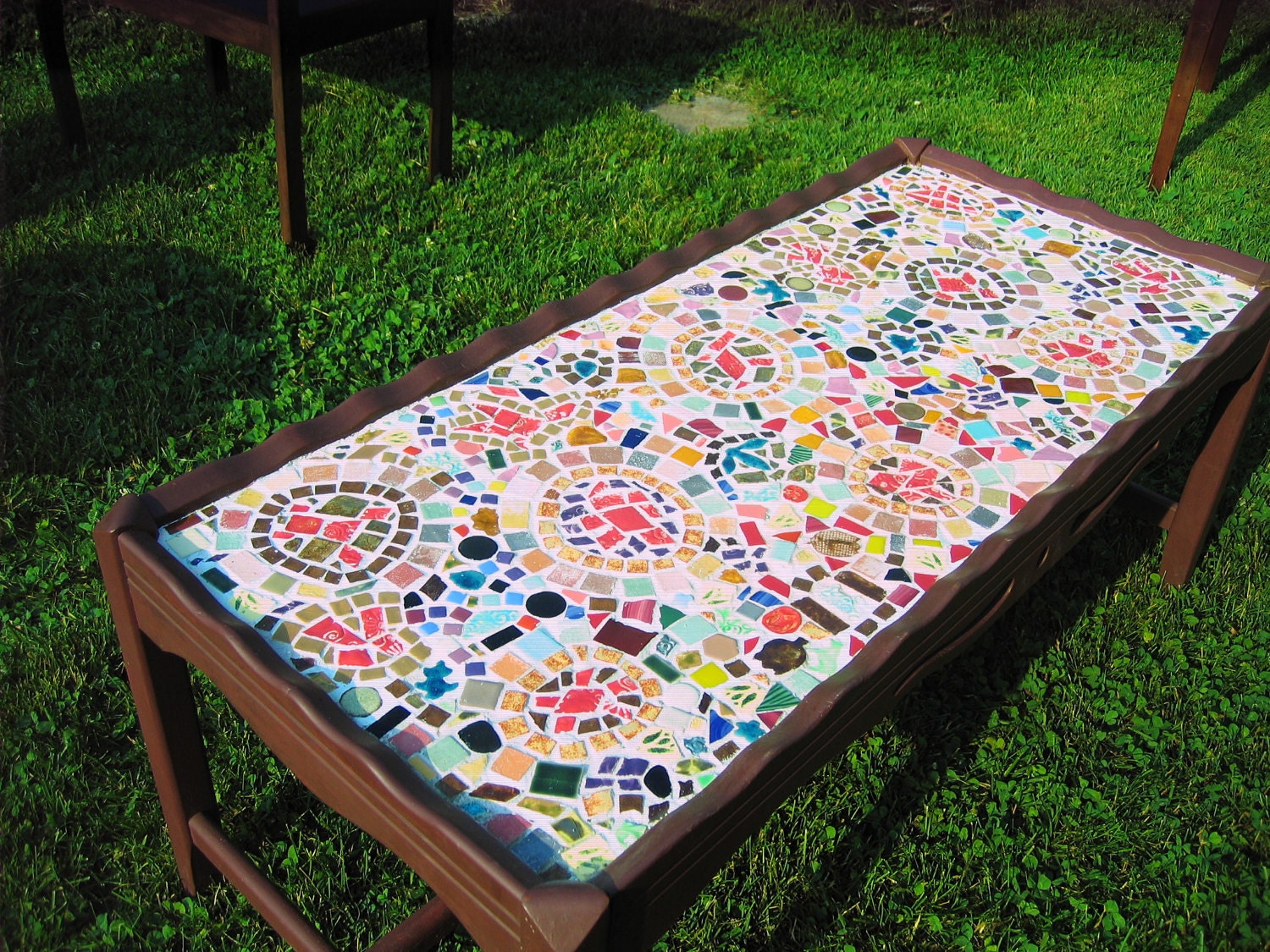 Handmade mosaic coffee table of vintage style