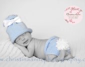 It's a BOY Bunny Bum Diaper Cover with Matching Bow Top Hat Easter Photo Prop Set