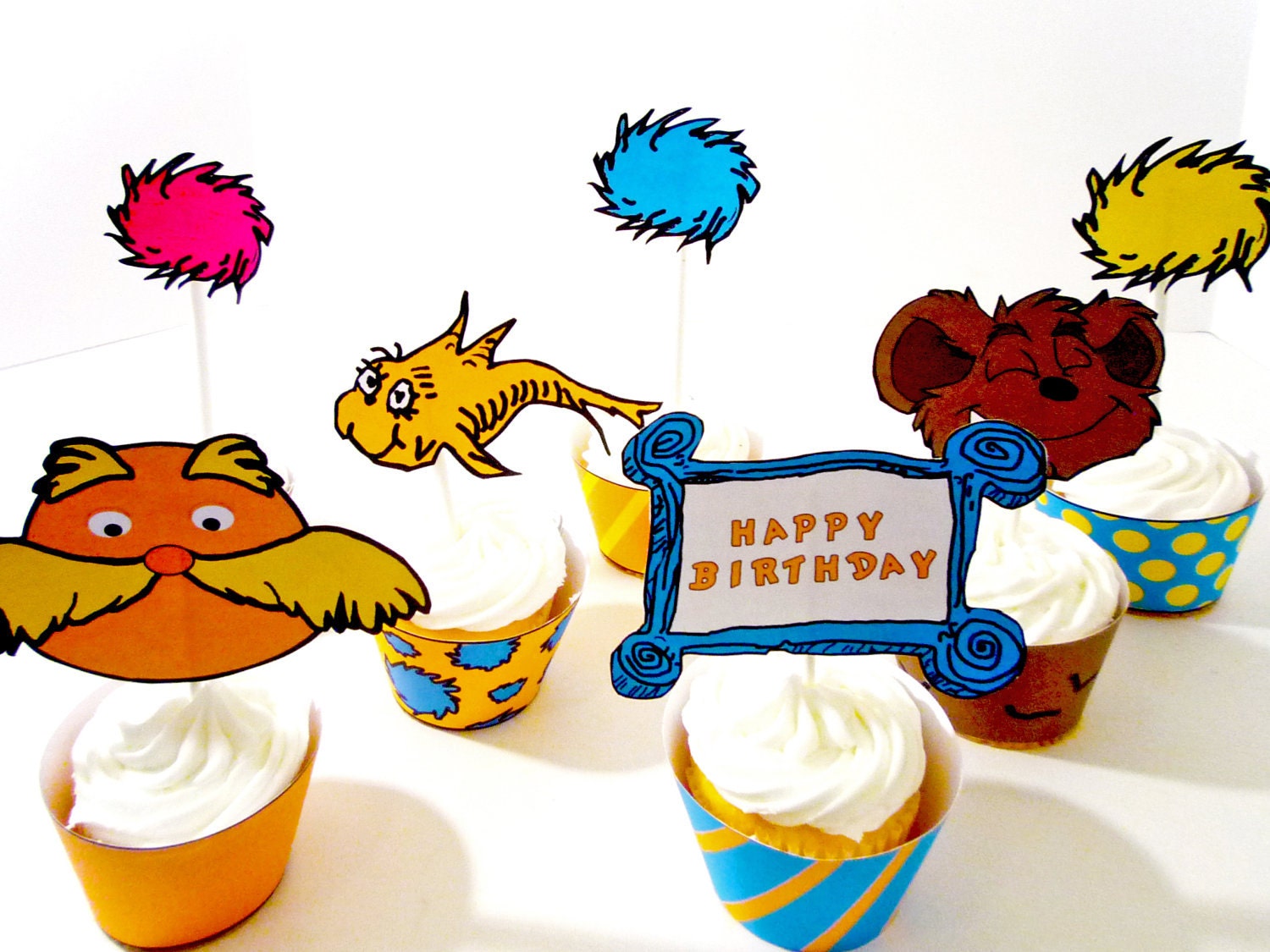 Lorax Digital Party Cupcake Wrappers and Toppers