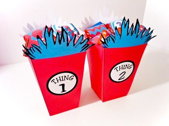 Dr. Seuss Thing 1 and 2 PRINTABLE PARTY - Treat Popcorn Box Il_570xn