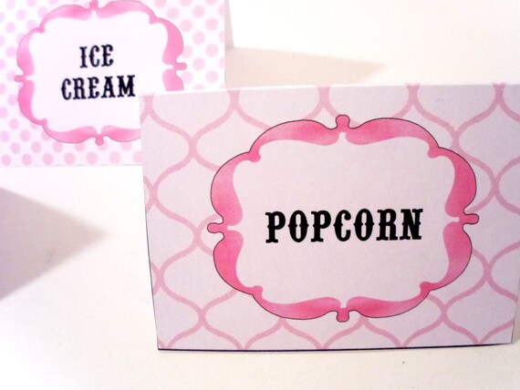 Pink Vintage Girl Party Printable Labels for Place Cards or Food and Desserts Il_570xn
