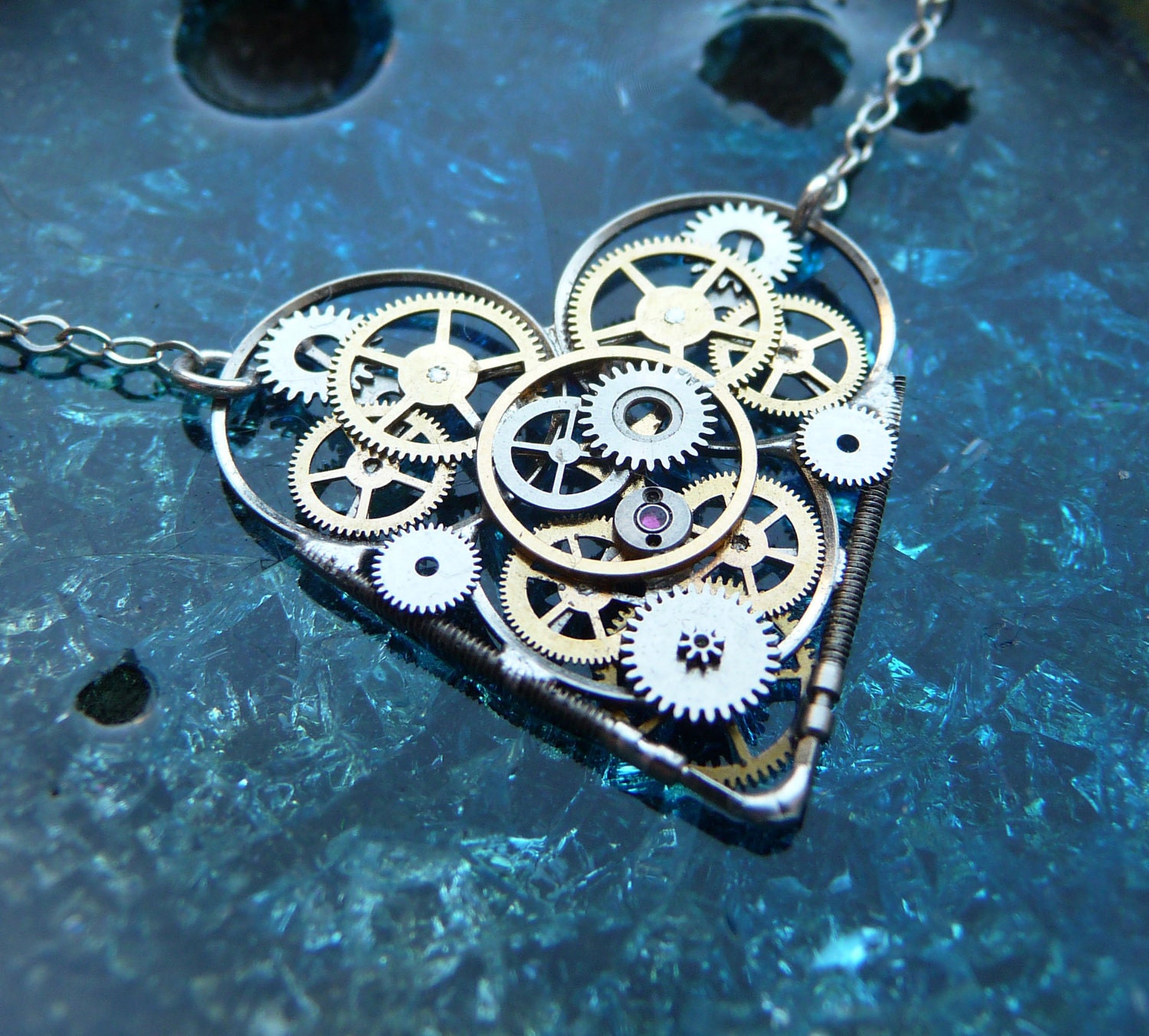 Clockwork Heart Necklace "Amore" Elegant Industrial Heart Clockwork Necklace Mechanical Love Choker Sculpture by A Mechanical Mind