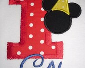 Custom Boutique Mickey Birthday Applique t-shirt  - machine embroidered - personalized