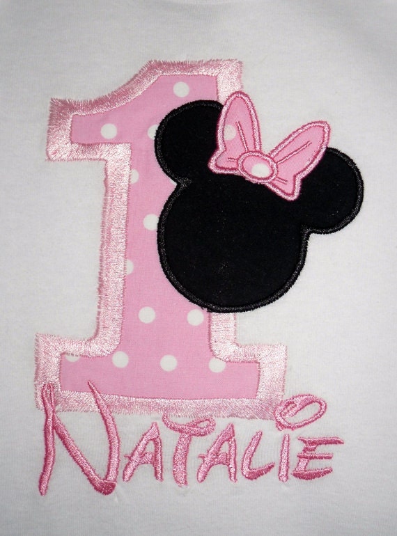 Custom Boutique Minnie Birthday Applique t-shirt  - machine embroidered - personalized
