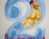 Design your own Letter or Number Princess Belle character applique t-shirt  - Personalized free
