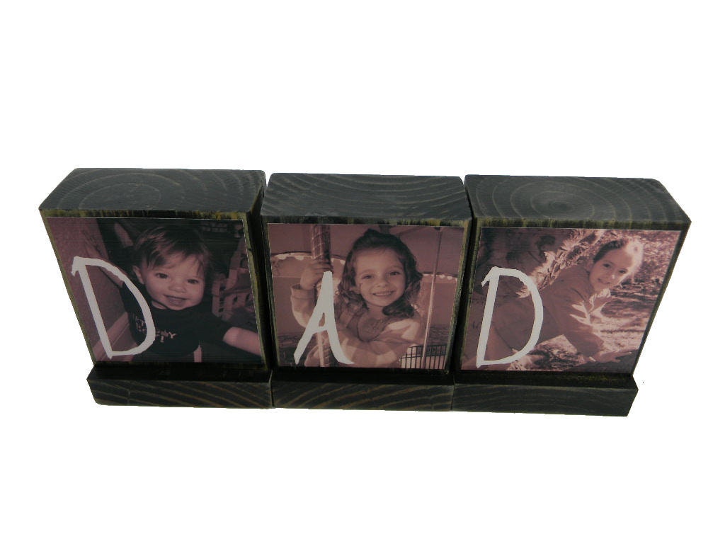 PERSONALIZED PHOTO GIFTS for Dad-Great Fathers Day Gifts for Dad,Pop - Set of 3 Personalized wooden photo blocks