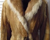 Rabbit Fur Maxi Coat with Cinched Waist