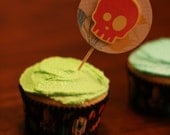 spring skulls cupcake picks