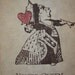 Alice in Wonderland Gift Tag - Red Queen - vintage style, shabby chic style, ephemera, red, heart, queen, woman, birthday, wedding