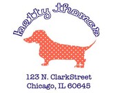 Personalized Polka Dot Dachshund Return Address Labels-Many color options- Set of 20