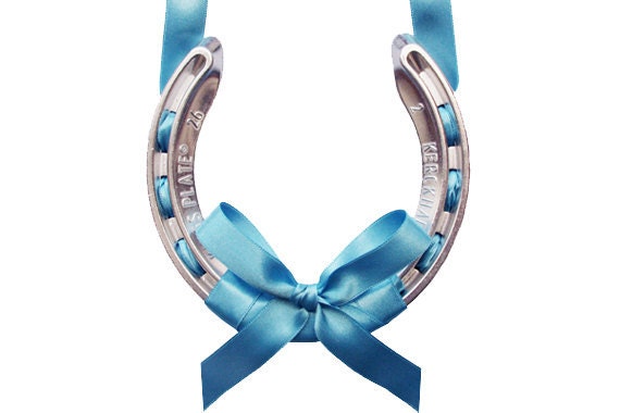 bright blue lucky wedding horseshoe - AtelierRousseau