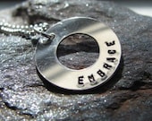 Personalized EMBRACE sterling silver washer necklace
