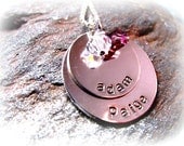 Double Birthstone Sterling Silver Personalized Necklace with Swarovski Crystals