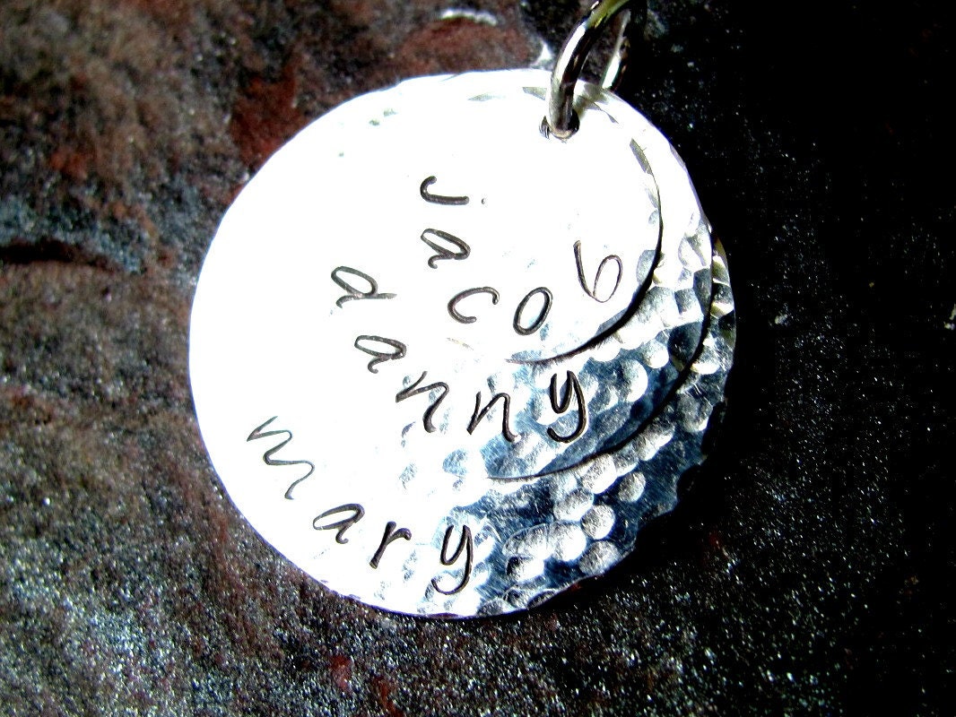 Triple Disc Hammered Sterling SIlver Necklace