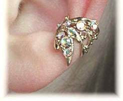 Butterfly Wing with Crystals Ear Cuff - SINGLE SIDE -Sterling Silver or 14K Gold Vermeil