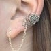 Rose Ear Cuff with Chain to Post - SINGLE SIDE
