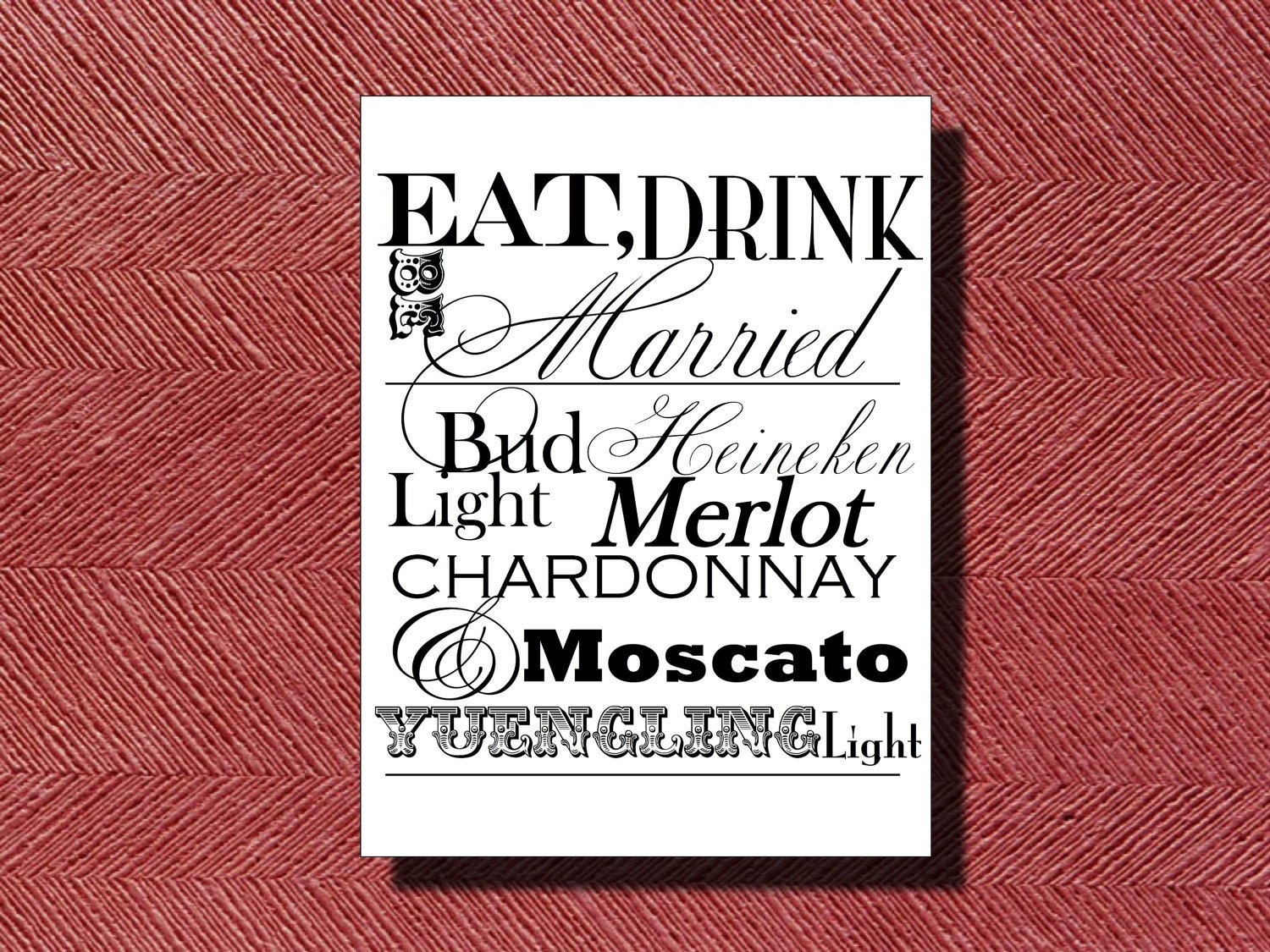 Wedding Reception Bar Menu Sign DIY