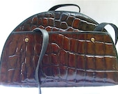 Vintage Burgundy Bag Vintage Maroon Bag Mock Croc Bag Faux Alligator Leather Shoulder Bag Embossed Leather Bag Oxblood Bag Rondecuir Paris