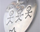 Vintage Father Necklace Vintage Dad Necklace Silver Heart Pendant Mom Necklace Child Necklace Daughter Necklace Vintage Child Heart Pendant