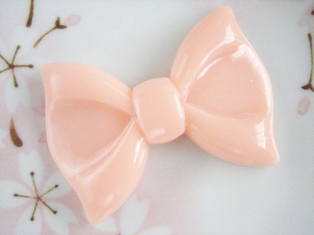 1pc - XL Peachy Pink Bow Decoden Cabochon (60x44mm) BL10007