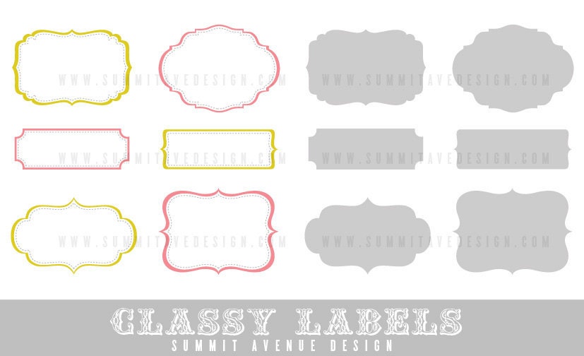 INSTANT DOWNLOAD CLaSSY designer LaBELS digital Clip Art -  frame shapes for photography, scrapbooking & logos