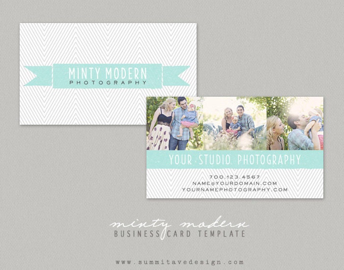 INSTANT DOWNLOAD Business Card design template - Modern Minty by Summit Avenue