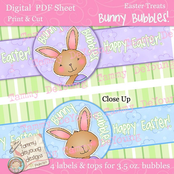 Easter Party Favors printable Bunny Bubble wrappers for children