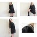 Short Winter Knit Dress Dark Charcoal Round Neck Half Long Sleeve Loosy Dress