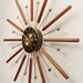 Starburst Wall Clock, Mid-Century Modern Sun Burst design.