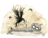 Please Unwind. Watercolor print numbered and signed by coryBasil 5x7