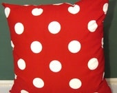 Oxygen Dots red/white Lipstick/White pillow cover 22 X 22
