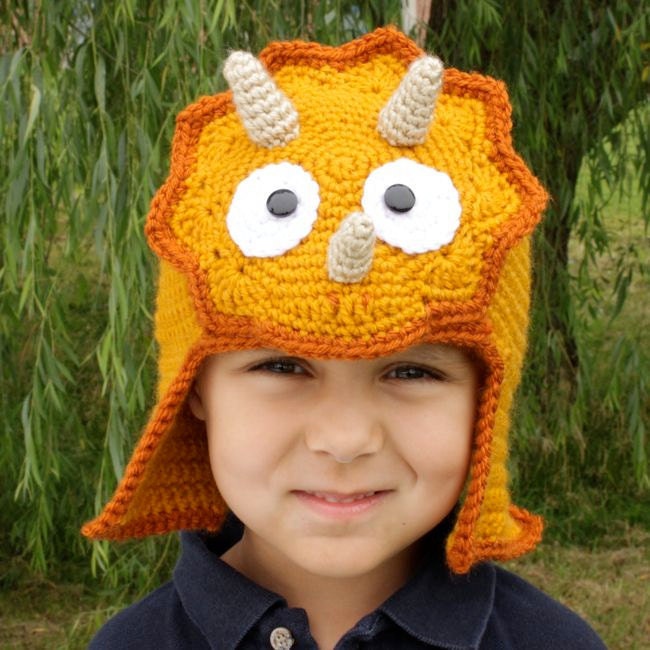 Worsted Weight Triceratops Hat - Crochet Pattern - Permission to sell finished items
