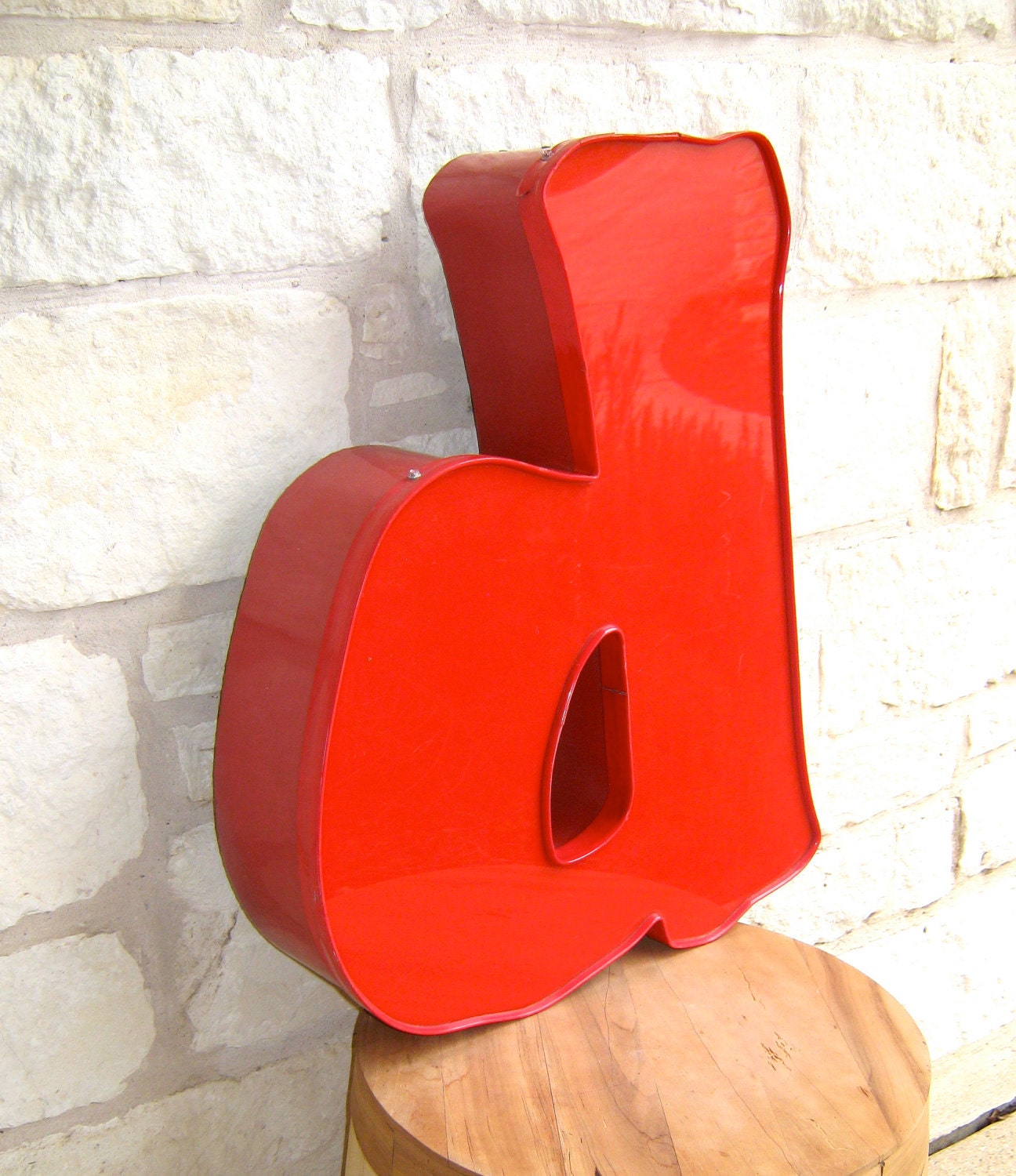 Reserved for David Red Vintage Industrial Lowercase Letter 'd'