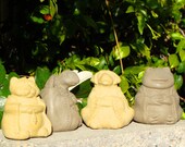 SMALL MEDITATING ANIMALS (Set/4) - Dog, Cat, Frog & Turtle Buddha Sculptures (ao)