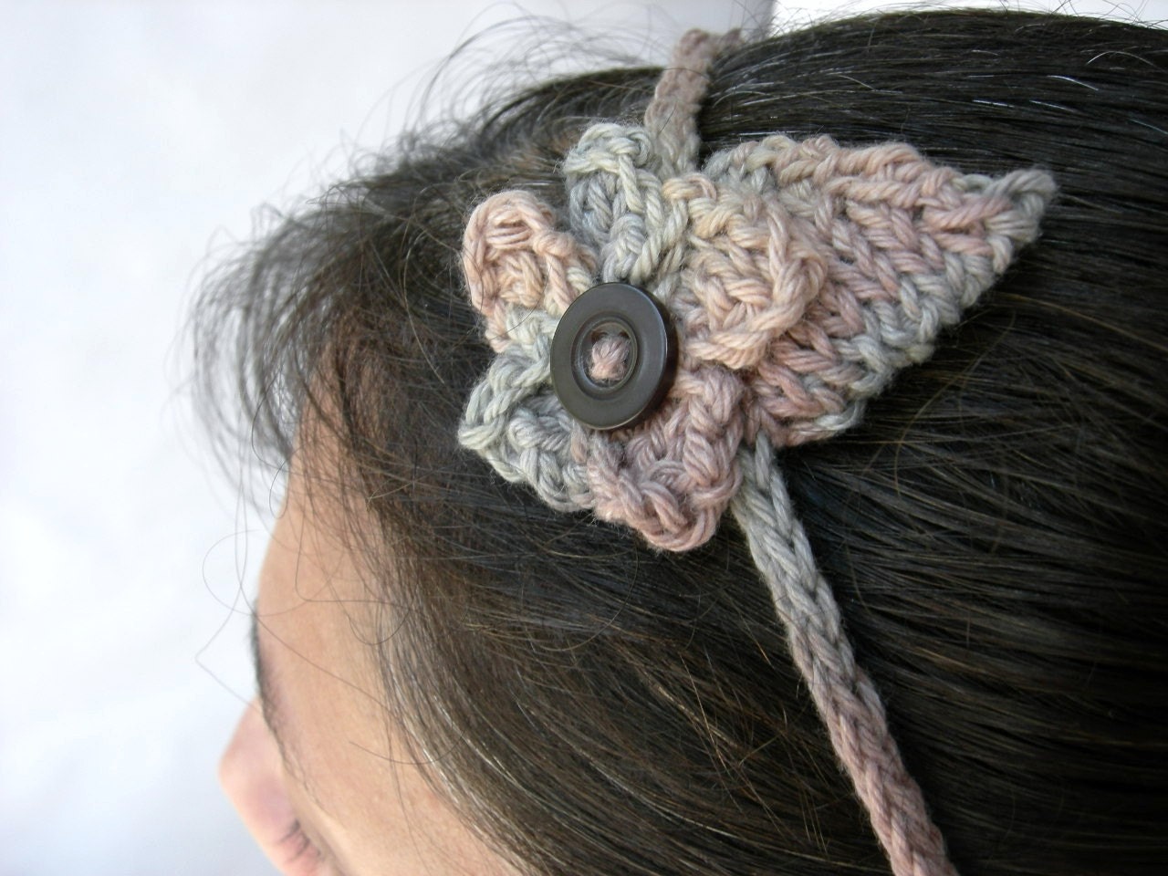 Knit Flower Headband, Choker Necklace, Pastel Floral