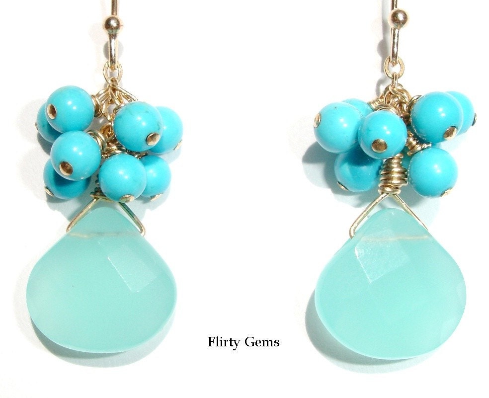 Chalcedony and Turquoise Earring