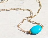 Turquoise and Gold Bean Necklace