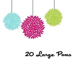 Tissue Pom Poms - Set of 20 Large - Pick Your Colors