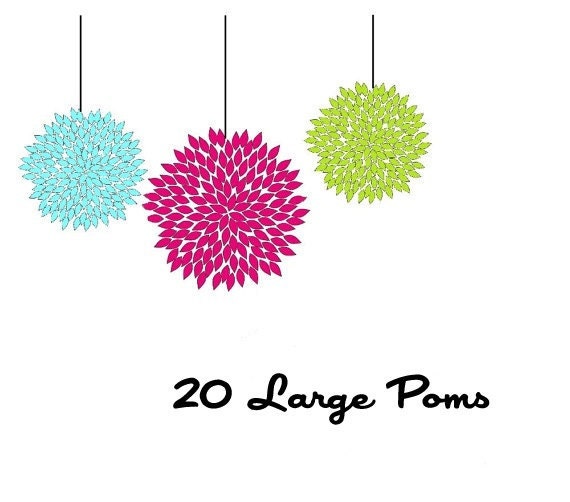 Tissue Pom Poms - Set of 20 Large - Pick Your Colors
