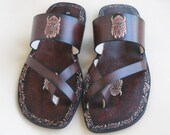 Handmade Leather Men Slip On Sandals For Summer With Design - Valor II