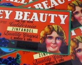 10 Mondavi Zinfandel Grape Crate Labels 1970s