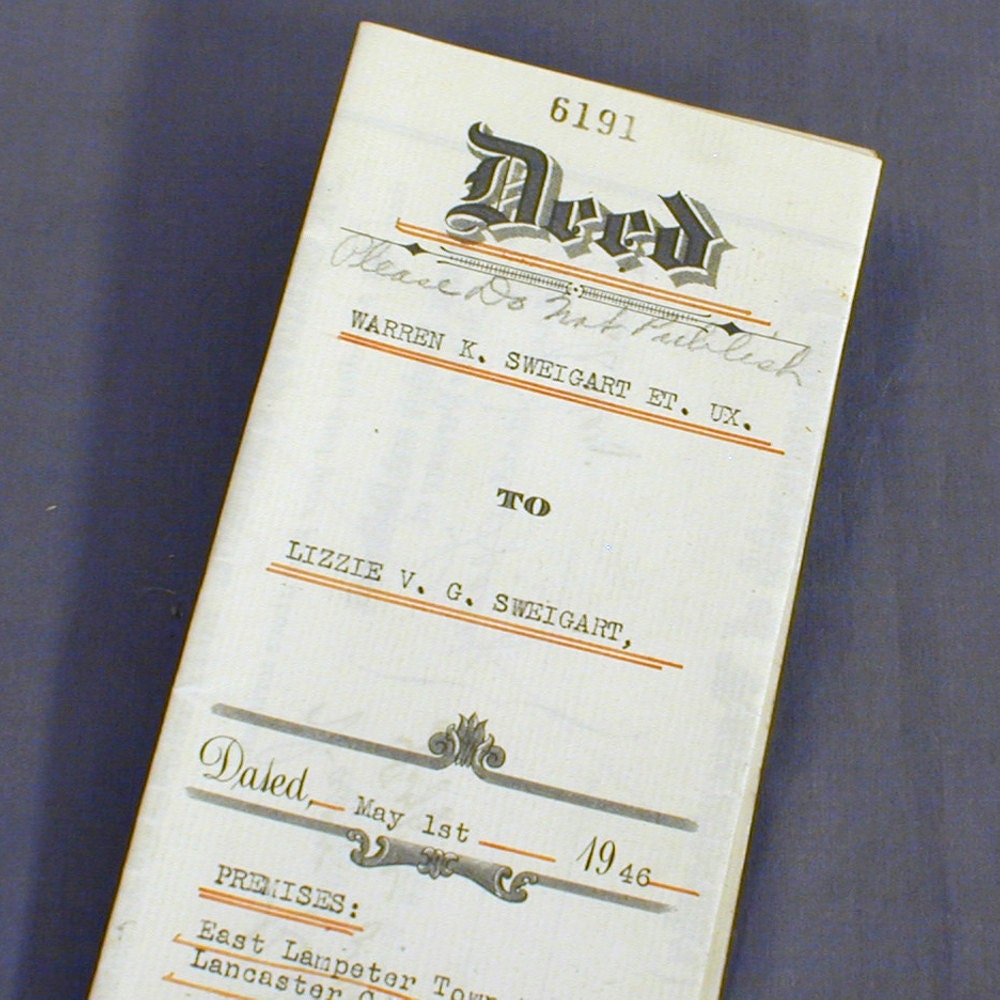 1946 Lancaster County PA Land Deed