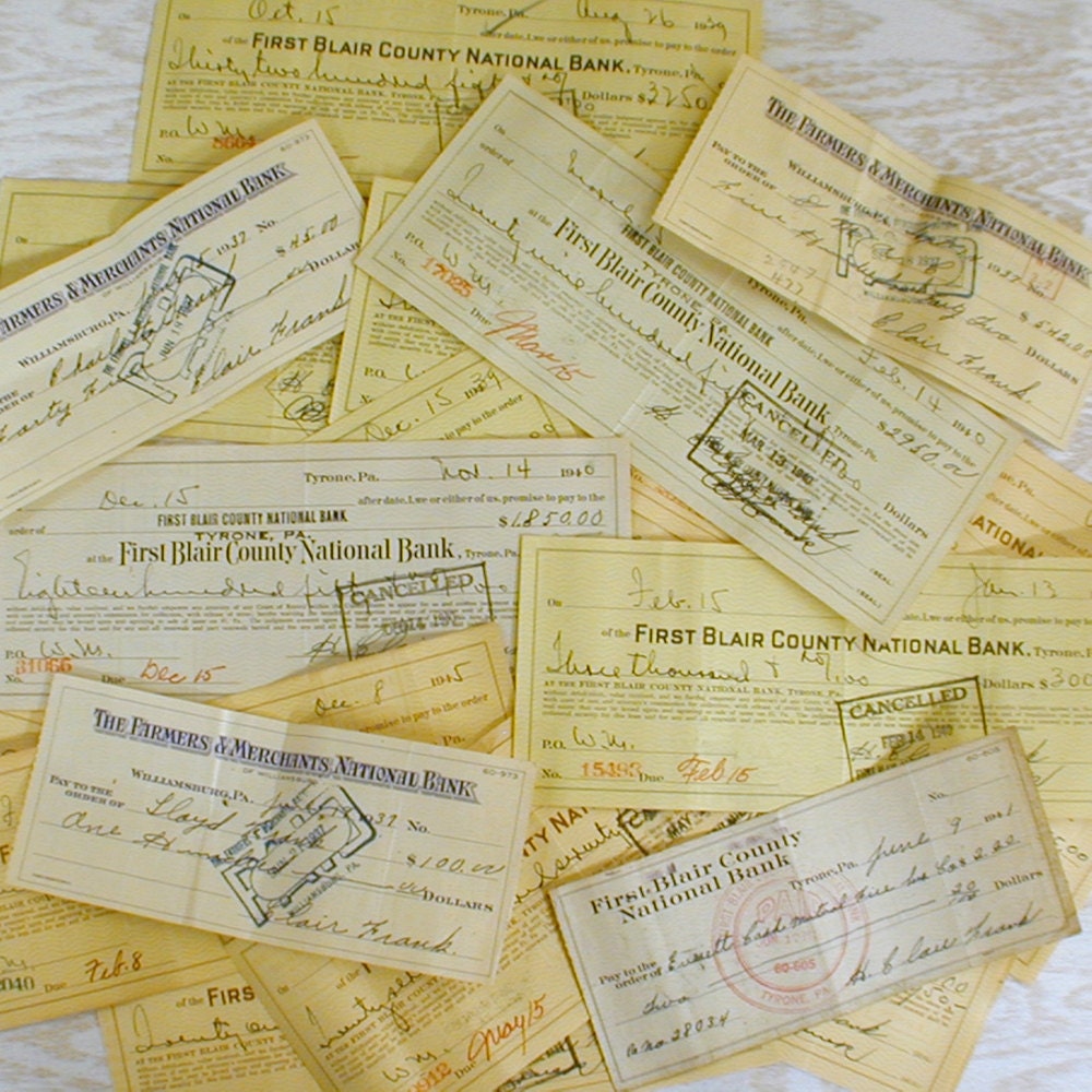 Vintage Cancelled Bank Checks 1930s 1940s Pennsylvania