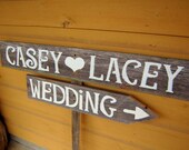 Custom Wedding Signs LARGE FONT Hand painted Signs on Reclaimed Wood. Wedding Road signs on Post