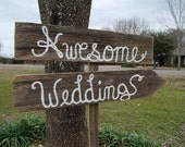 AWESOME WEDDING SIGNS Hand painted on Reclaimed Wood. 2 Signs with stake. Reception Signs. Rustic Wood Signs