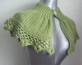 Green Capelet Shrug Collar Cowl Poncho Shawl or Bolero Crochet Pattern Size S - XL PERMISSION SELL finish product