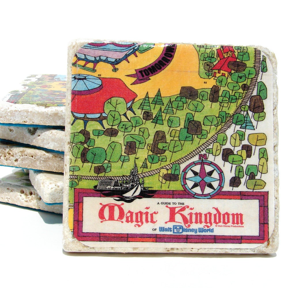 Walt Disney World Vintage Map Coasters - Set of 6