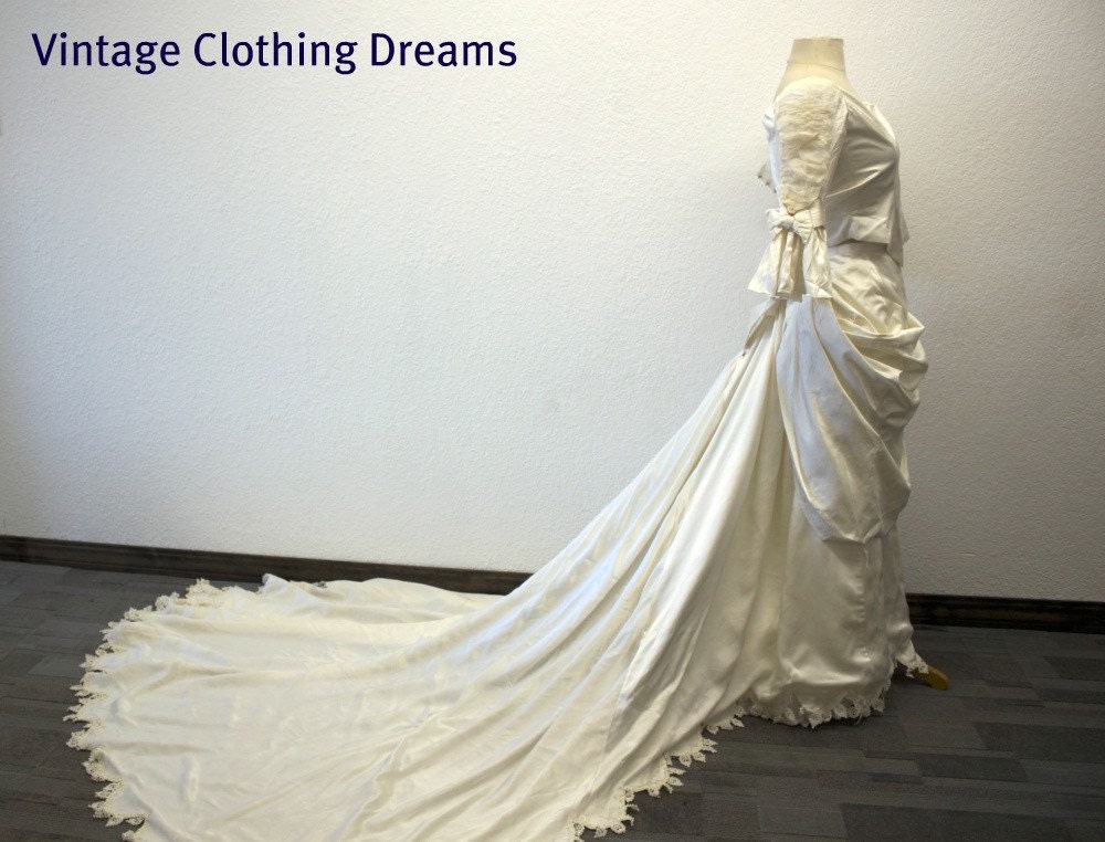 Wedding Dress Ivory NOS Edwardian and Victorian Style New and Unused Ivory Silk Gown 6 Pieces OOAK BR84